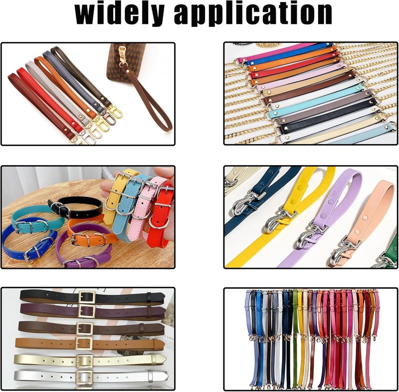 CDY Double Sided Leather Straps: 1 Inch Wide 200 Inches Long Leather Strip for DIY Craft Projects Very Suitable for Traction Ropes Bag Straps (Blue) - Image 5